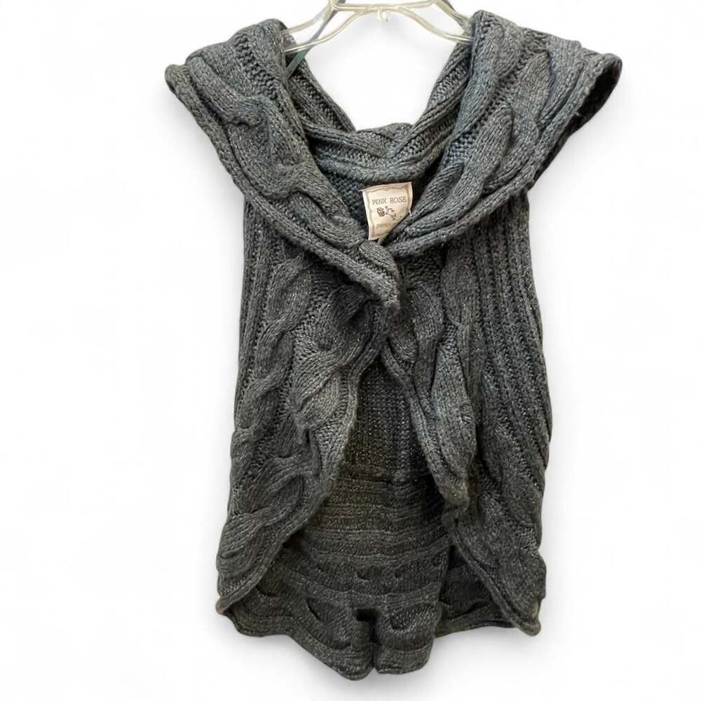 Pink Rose Y2K Cable Knit Vest Size L